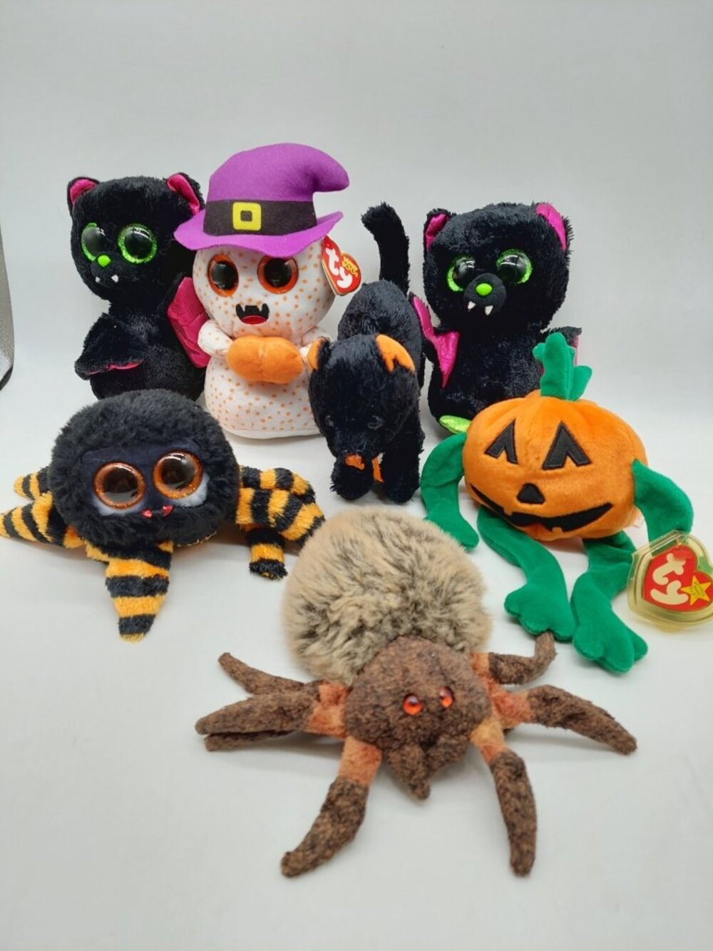 Ty Halloween Plush Lot Black Cat Spiders Ghost Pumpkin Read